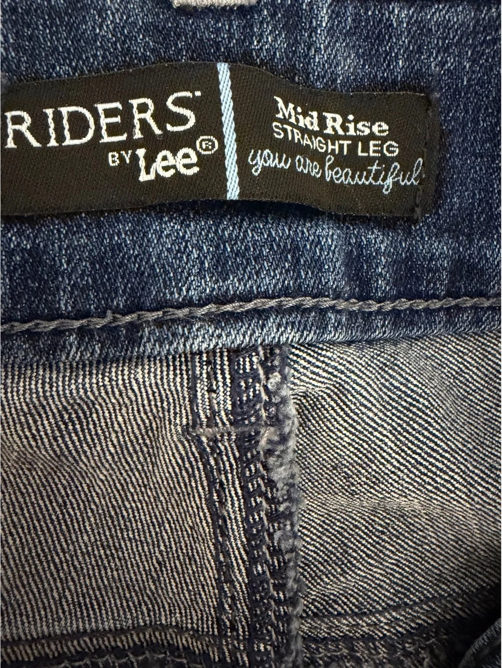 Riders by Lee Mid Rise Straight Leg Jeans, Size 10M, Blue Denim